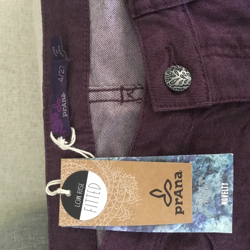 NWT PRANA OMBRE WOMENS PANTS SIZE 4/27 BLACK PLUM - Picture 2 of 3